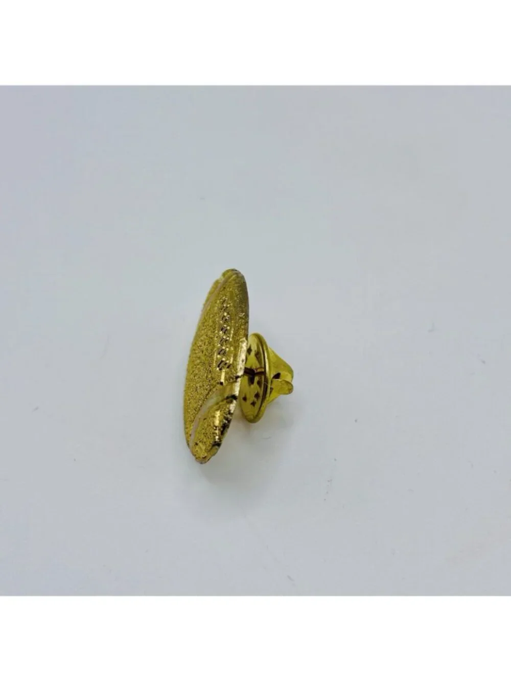 Vintage Football Ball Varsity Jacket Lapel Pin Oval Gold Tone Letterman Pinback.